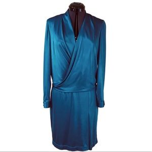ADRIANNA PAPELL Evening Dress Blue Green Formal 6P 6 Petite S Small Party
